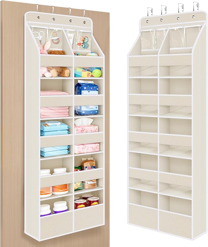 Univivi Upgraded Over Door Organizer for Baby Stuff, Beige Pattern, 6-Shelf by Univivi