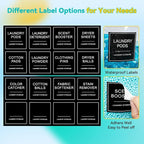 Laundry Pods Container & Dryer Sheet Holder, Laundry Room Organization and Storage Jars with Lids, Labels & Scoops for Powder Detergent Scent Booster, Black Lid - Image 5