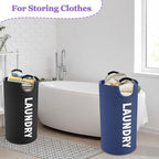 95L Collapsible Laundry Basket, Oxford Hamper for Clothes, Navy Blue+Black - Image 4