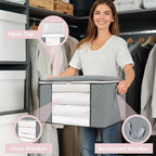 combocube Comforter Storage Bag, Zippered Bag with Large Clear Window and Carry Handles, Space Saver Organizers for Closet, Blanket, Pillow, Quilt, Bedding, Clothes (4Pcs Grey Large) - Image 5