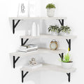 ROMGUAR CRAFT Corner Floating Shelves Wall Mounted Set of 4, Rustic Wood Storage Display Shelves for Home Decor, Bathroom, Kitchen, Bedroom, Living Room, Office (White) by ROMGUAR+CRAFT
