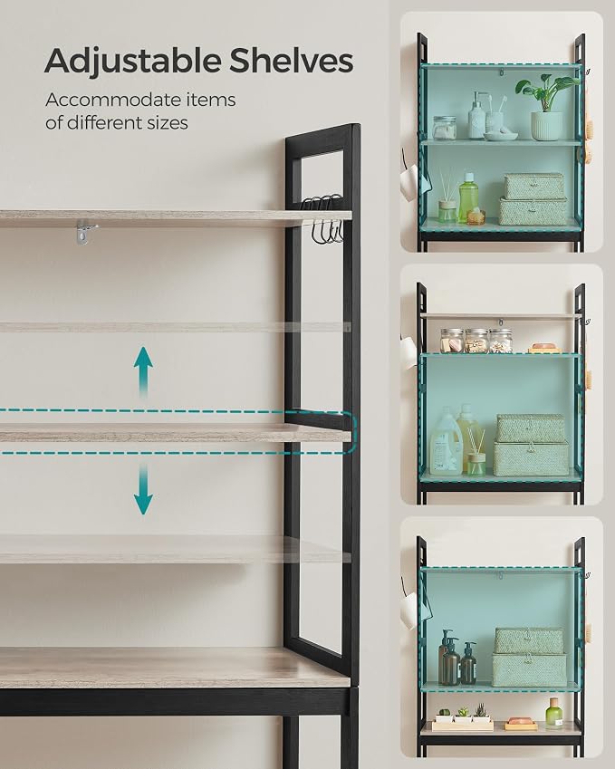 SONGMICS 3-Tier Bamboo Over The Toilet Storage, Adjustable Shelf, 66.9''H - Image 5
