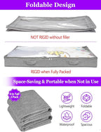 4-in Low Profile Under Bed Storage, No Structure, 2-Pack, Gray | 4" Ultra-Slim, Clear Lid, Reinfoced Handles & Smooth Zips, Dustproof & Waterproof, for Low Bed, Couch, Crib Storage - Image 4