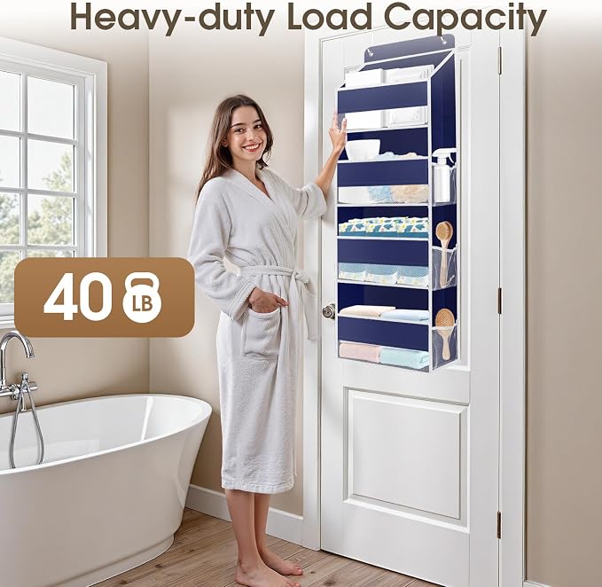 2 Pcs Over The Door Organizer Large Capacity Hanging Storage Room Organizer | 40 lb Capacity, Ultra-Sturdy, Foldable, Mesh Design with Clear Window, Space-Saving Organizer for Pantry, Nursery & Closet - Image 5