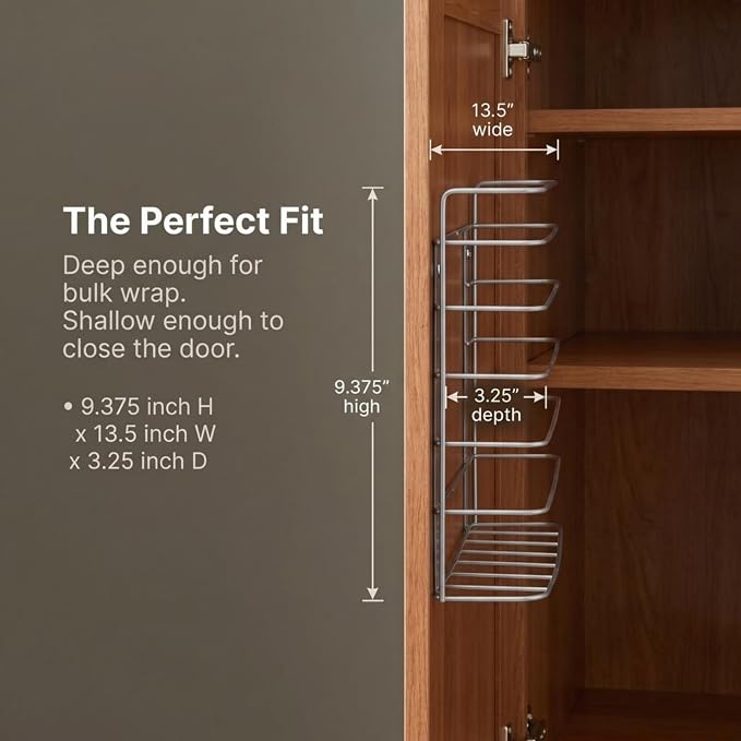 Household Essentials Tall Door Mount Cabinet Organizer with Steel Wire Frame in Nickel Powder Finish, Silver - Image 6