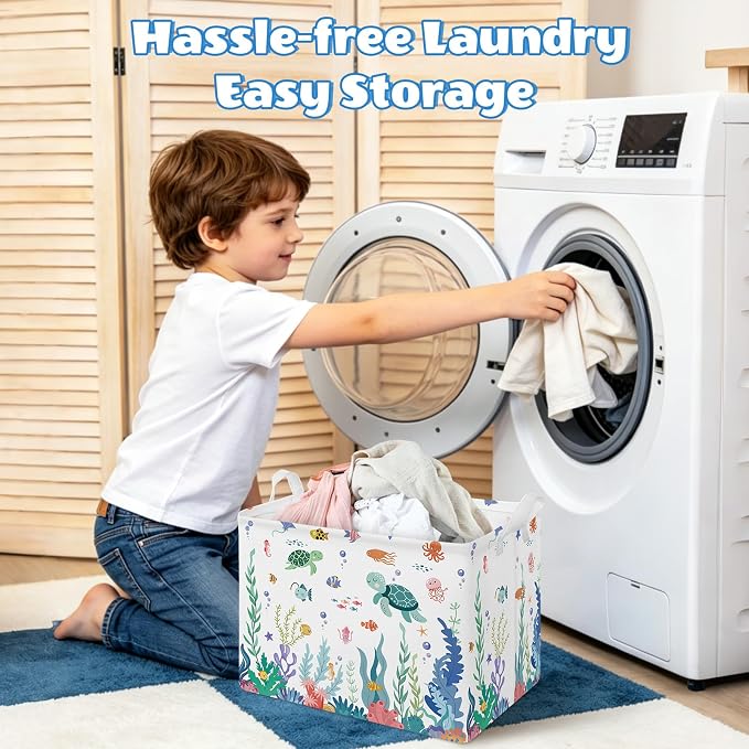 Collapsible Storage Basket Collapsible Fabric Laundry Basket with Handles - Image 6
