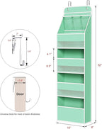 Univivi Fabric Over Door Hanging Organizer for Baby Nursery, Green, 5-Shelf - Image 3