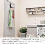 BAKON Over The Door Hanger Folding Clothes Drying Rack, Folding Hanging Coat Rack for Indoor Laundry Room Compact Small Space Foldable Portable Clothing Hanger Hook Collapsible- 4 Pack(Black) - Image 4