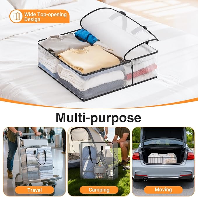 93L Moving Bags, Heavy Duty Clear Storage Bag with Strong Zippers & Handles - Image 4