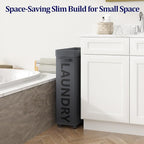 Optish 50L Slim Rolling Laundry Basket with Wheels & Removable Bag, Grey - Image 3