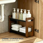 2-Tier Acacia Wood Bathroom Countertop Organizer and Storage, Vanity Bathroom Sink Organizer Shelf for Skin Care Makeup Cologne and Perfume, Small Dresser Counter Organizer-Brown - Image 5