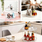 2 Tier Clear Lazy Susan Organizer for Fridge and Cabinet, 360° Rotating Makeup Organizer, Cosmetic Display Cases, Under Sink Turntable Organizer for Kitchen Bathroom Dorm - Image 6