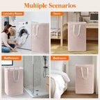 Lifewit 75L Large Collapsible Laundry Basket with Extended Handles, Pink - Image 8