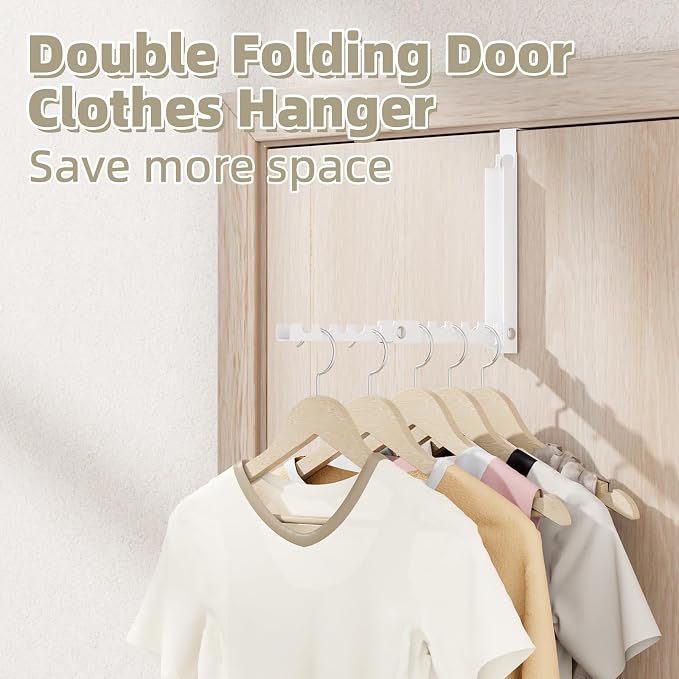 BAKON Over The Door Hanger Folding Clothes Drying Rack, Dorm Room Essentials for Guys Girls, Space Saving Over Door Hooks for Hanging Clothes Coat Towel Robe, College Dorm Essentialsls - 1 Pack - Image 3