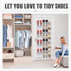 Windyun 1 Pcs 40 Pocket Over the Door Shoe Organizer Hang,Gray and White - Image 3