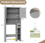 Farmhouse Storage Cabinet Over Toilet with Toilet Paper Holder Stand, Freestanding Bathroom Storage Organizer Cabinet, Grey - Image 6