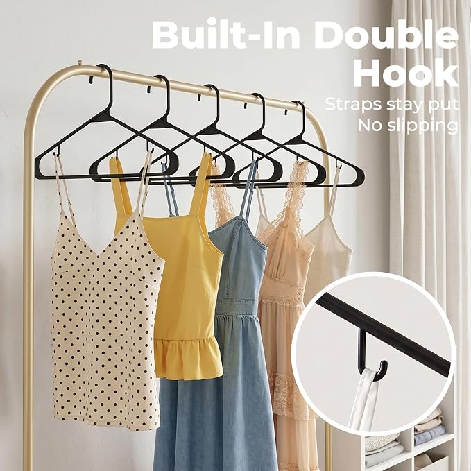 HOUSE DAY Black Plastic Hangers 120 Pack, Slim Space-Saving Clothes Hangers - Image 7