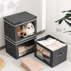 Homsorout Stackable Storage Bins with Lids - Large Storage Box with Lids, Foldable Closet Boxes for Organizing, Wardrobe Clothes Organizer with Window, Cubes Bins for Living Room, 6 Pack, Dark Grey - Image 5