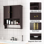 Bathroom Cabinet, Bathroom Wall Cabinet with 2 Doors and Adjustable Shelf, Wooden Medicine Cabinets Wall Mount, Over the Toilet Storage - Image 5