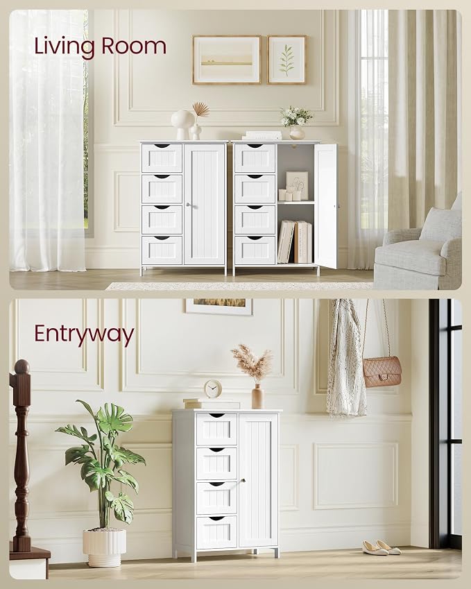 VASAGLE Floor Storage Cabinet, Farmhouse, 4 Drawers and 1 Door,32.3" H - Image 7