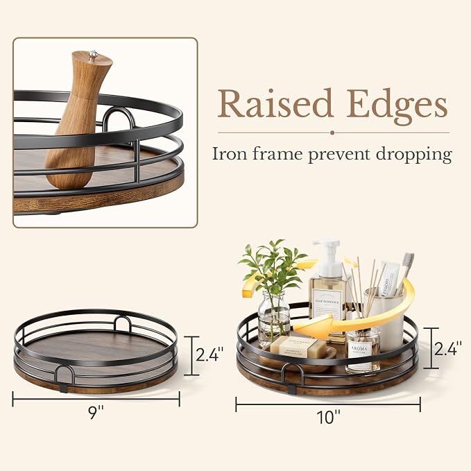 2 Pack 9" 10" Lazy Susan Turntable Organizer for Table Top - Image 2