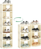 Kitstorack Vertical Shoe Rack: 8 Tiers Stackable Shoe Rack for Closet DIY Free Standing Shoe Organizer Small Shoe Shelf for Small Spaces and Narrow Spaces Plastic, White - Image 3