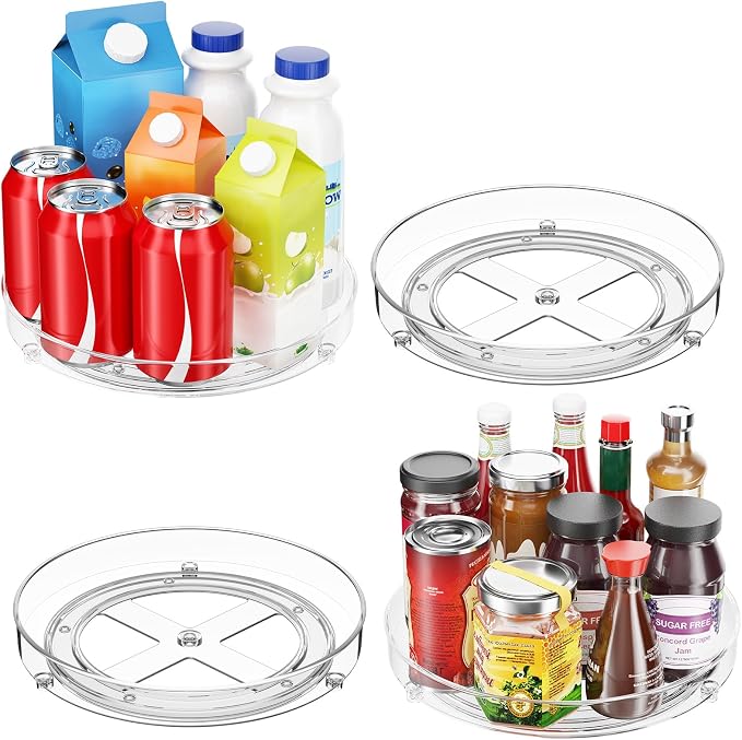 Optish 4 Pack Lazy Susan Organizer, 9.5 Inch Lazy Susan Turntable for Cabinet, Refrigerator Organizer for Pantry Organizers and Storage, Non-Skid Fridge Organizer - Image 2