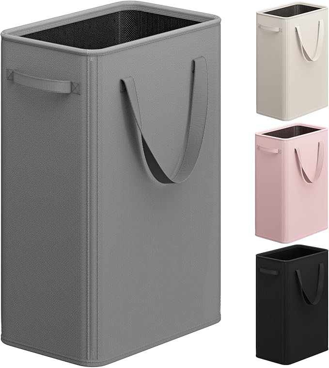 Optish 75L Slim Laundry Hamper, Large Laundry Basket With Handles, Narrow Laundry Basket for Dorm, Bedroom, Living Room, Collapsible Laundry Hamper, Grey by Optish