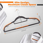 Plastic Hangers 10 Pack, Cascading Slim Space Saving Clothing Hangers with 360° Rotating Hook, Non Slip Clothes Hangers for Sweater Shirt, Heavy Duty Coat Hanger with Inner Hook for Closet, Black - Image 3