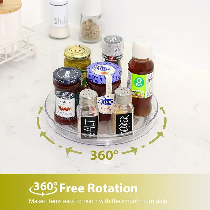 Guzon 4 Pack Lazy Susan Turntable, 9 Inch Rotating Organizer with Handles - Image 2