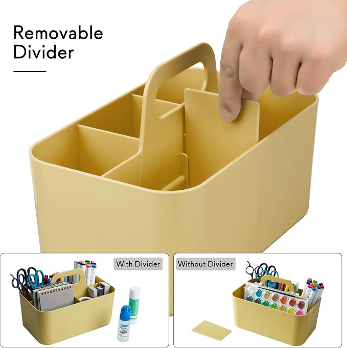 Tiawudi Multipurpose Caddy Organizer, Plastic Caddy with Handle, Stackable Desk Organizer for Stationery, Marker and Pencil, Office Supplies Organizer, Dorm Caddy - Image 4