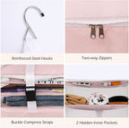 Surblue Hanging Closet Storage Bag Collapsible 3-Shelf Washable Oxford Fabric with 2 Hooks (XL 17.71*11.81*20in, Pink) - Image 6