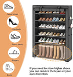 Laiensia 7-Tier Vertical Shoe Rack Organizer, Space Saving Shoe Storage Organizer, Non-Woven Cover Shoe Shelf Holds 28-35 Pairs for Bedroom, Hallway, Closet Entryway, Grey - Image 5
