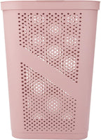Mind Reader Slim Laundry Hamper with Lid, 60L Clothes Basket, Ventilated Plastic, Pink - Image 5