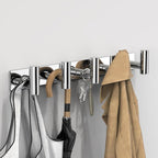 VAEHOLD Hat and Coat Wall Mount Rack - Hooks for Robes, Bags, Keys, and Towels - Bathroom Towel Hanger Organizer (Polished Chrome, “T“ Shape 5 Hooks 2 Pack) - Image 2