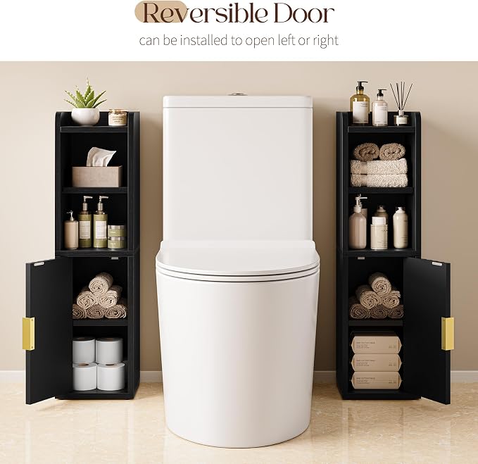 Yoobure Fluted Small Bathroom Storage Cabinet, Narrow Toilet Paper Cabinets - Image 7