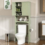 HLR Over The Toilet Storage Cabinet with Gold Trim, Over Toilet Bathroom Organizer with Adjustable Shelves and Toilet Paper Holder, Above Toilet Storage Cabinet Spacesaver for Bathroom (Green) by HomeDeservesaRelaxLiving
