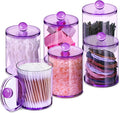 6 Pcs Acrylic Qtip Holder, Cotton Ball Holder Jars with Lids, Purple by XIPENGKEJI