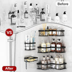 Liuoud Corner Shower Caddy 5 Pack Adhesive Stainless Steel Organizer Black - Image 9