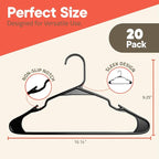 Black Plastic Hangers 20 Pack– Heavy-Duty Plastic Hangers Slim and Space-Saving, Durable and Lightweight PP with Non-Slip Shoulder Notches for Slip Dresses, Suits, Jackets & Camisoles - Image 2
