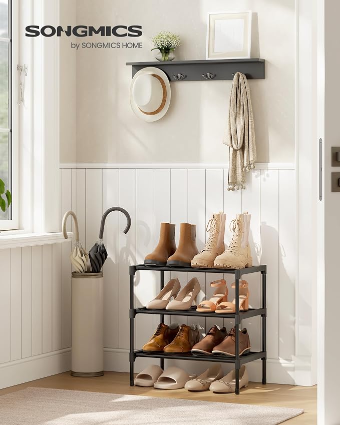 SONGMICS Shoe Rack, 3-Tier Stackable Metal Shoe Organizer, 17.7" Wide - Image 2