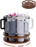 Rotating Wood Tumbler Organizer, 30 oz 40 oz Spinning Turnable Tumblers Holder, 360° Rotatable 7 Large Cups Bottle Tumbler Storage Display Stand, Rotate Syrup Organizer for Cabinet Countertop by FAITIO