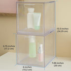 STORi Audrey Stackable Bin Clear Plastic Organizer Drawers | 2 Piece Set | Organize Cosmetics and Beauty Supplies on a Vanity | Made in USA (Pack of 3) - Image 3