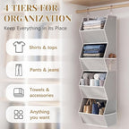 Hanging Closet Organizer 4 Shelf Collapsible Storage Grey Storage Bins - Image 5