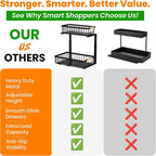 Under Sink Organizer, 2-Tier Pull-Out Cabinet Organizer – Adjustable Height, Left or Right Install – Smooth Slide-Out Drawers, Heavy-Duty Metal Rack for Kitchen & Bathroom, 1 Pack - Image 6