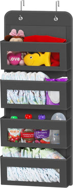 Simple Houseware 4 Clear Pocket Over Door Hanging Organizer, Dark Gray by SimpleHouseware