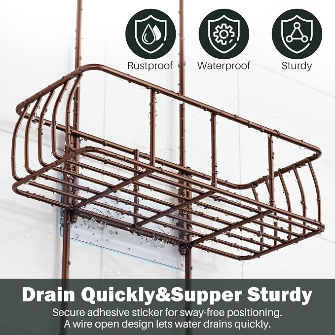 Epicano Shower Caddy Hanging Over Head, Bronze - Image 3