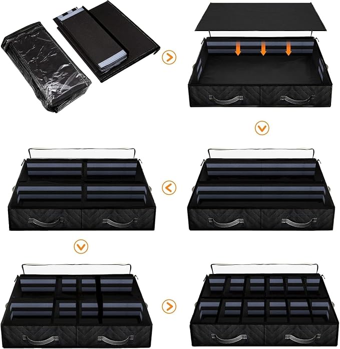 Set of 2, Under Bed Shoe Storage Organizer, Black - Image 3
