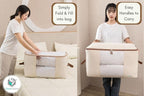 Chaos Cleared Canvas Storage Bags Designer Organizer for Comforters 2 Pack – Seasonal Storage for Pillows, Blankets, Linens & Garments – Foldable Design with Zip & Window, Moth-Proof Space Saver - Image 3
