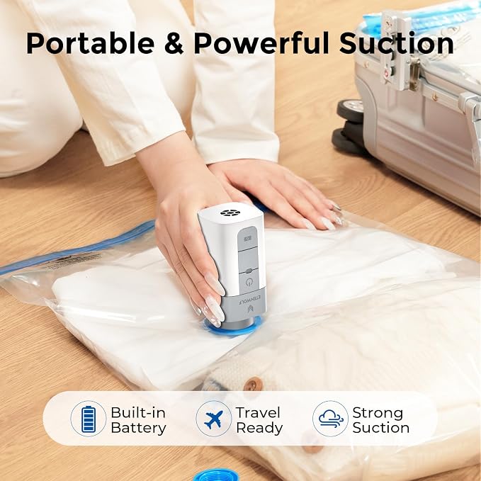 ETENWOLF 4 Combo Vacuum Storage Bags for Travel with Wireless Pump - Image 5
